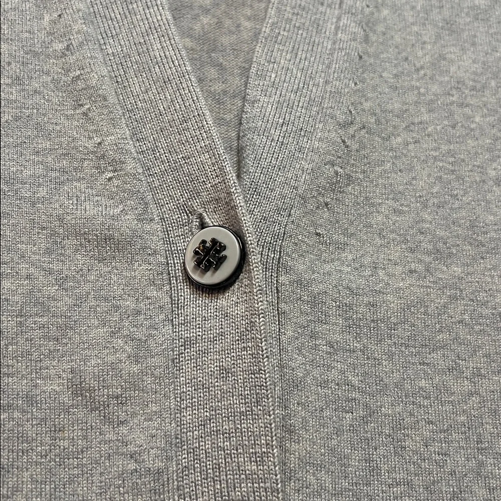 Tory Burch grey merino wool boyfriend full cardigan